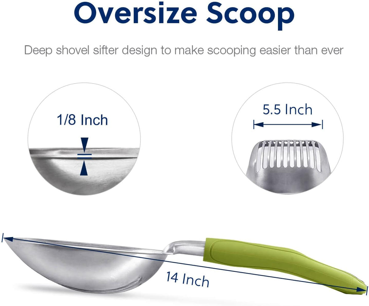 WePet Cat Litter Scoop, Aluminum Alloy Sifter, Kitty Metal Scooper, Deep Shovel, Long Handle, Poop