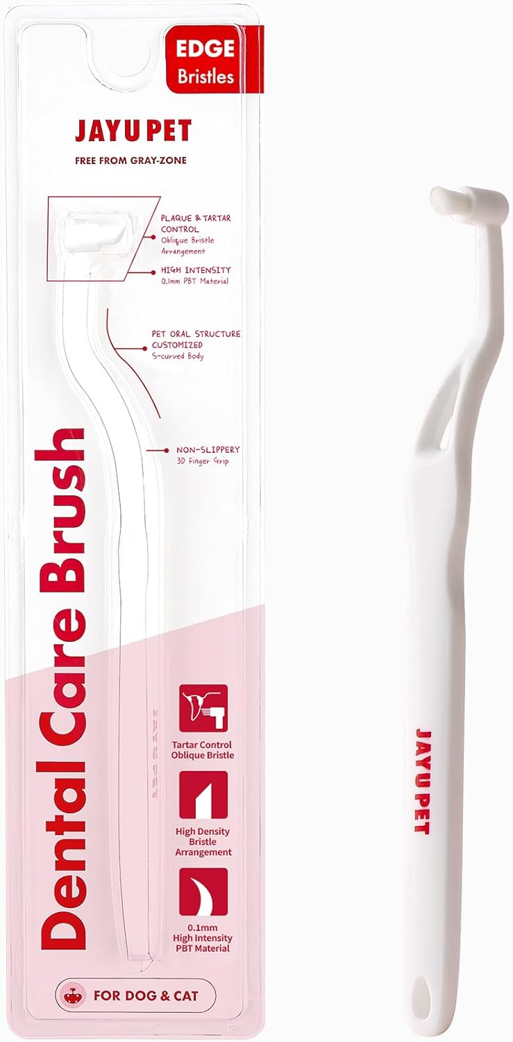 JAYU PET Dental Care Brush (Edge Bristles) 1ea - Micro Round Head Dog Toothbrush, Cat Toothbrush