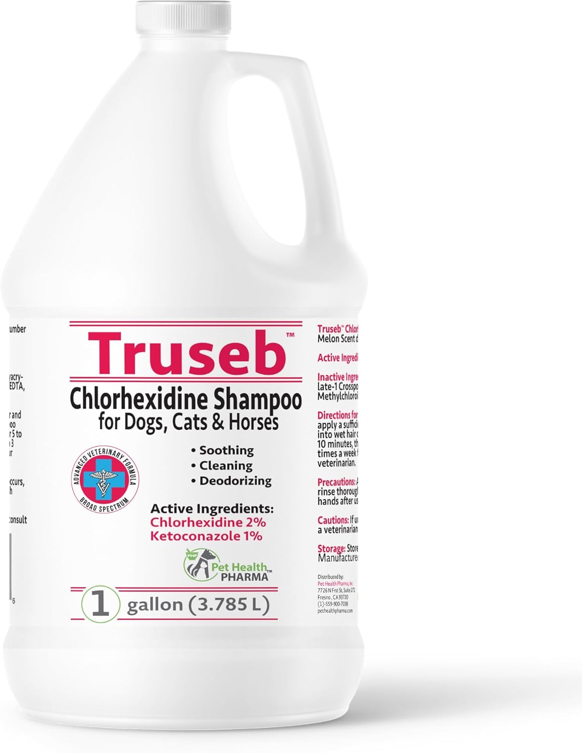 Truseb All Natural Topical Ketoconazole and Chlorhexidine Shampoo for Dogs, Cats & Horses with Aloe