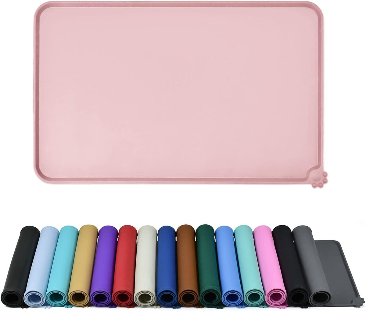 Waterproof Pet Feeding Mat with High Raised Edges, Heavier and Thicker Placemats for Cat Dog Water