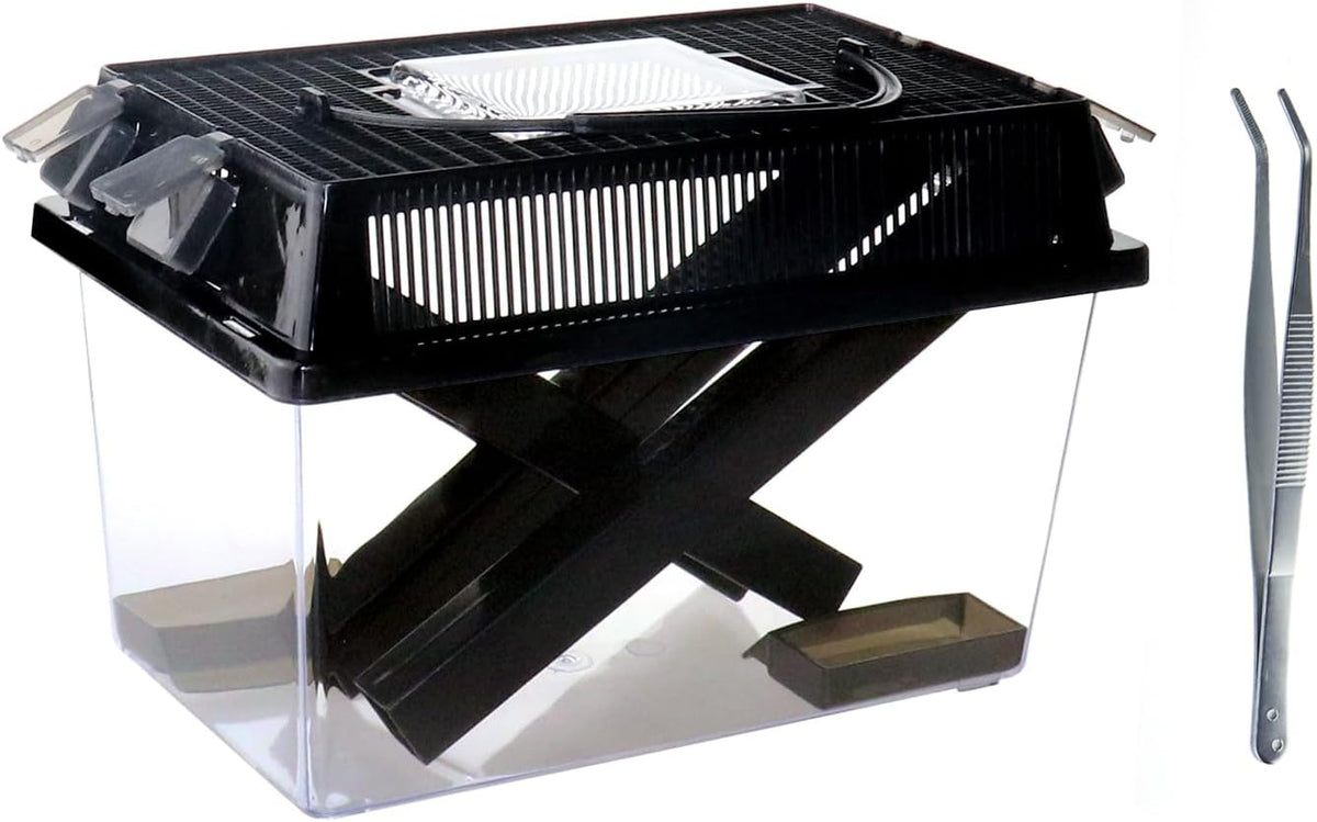 NANEEZOO Cricket Keeper, Equipped with Water & Food Feeding Dish, High Transparency Cricket Pen