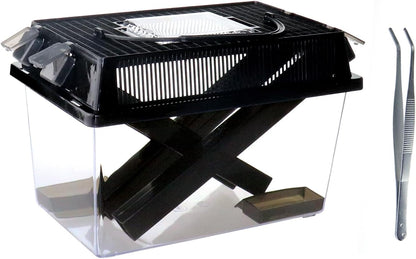 NANEEZOO Cricket Keeper, Equipped with Water & Food Feeding Dish, High Transparency Cricket Pen