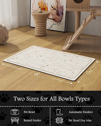 Pet Feeding Mat-Absorbent Dog Mat for Food and Water Bowl-No Stains Quick Dry Water Dispenser