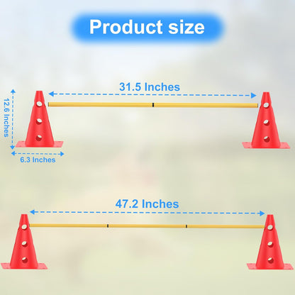 Dog Agility Training Hurdle Cone Set, Adjustable Dog Agility Equipment Obstacle Course Backyard