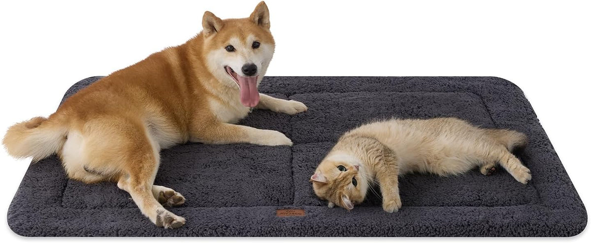 Joydeco Low Profile Dog Crate Mat Reversible Bed Pad, Washable Dog Pad Mat with Ultra Soft Fleece