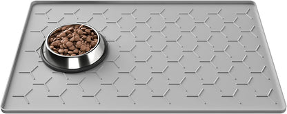 Pieviev Dog Cat Food Bowl Mat, Silicone Waterproof Food Grade Pet Food Mat for Floor, High Raised