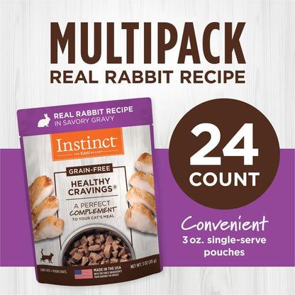 Instinct Healthy Cravings Natural Wet Cat Food Topper, Grain Free Recipe - Real Rabbit, 3 oz.