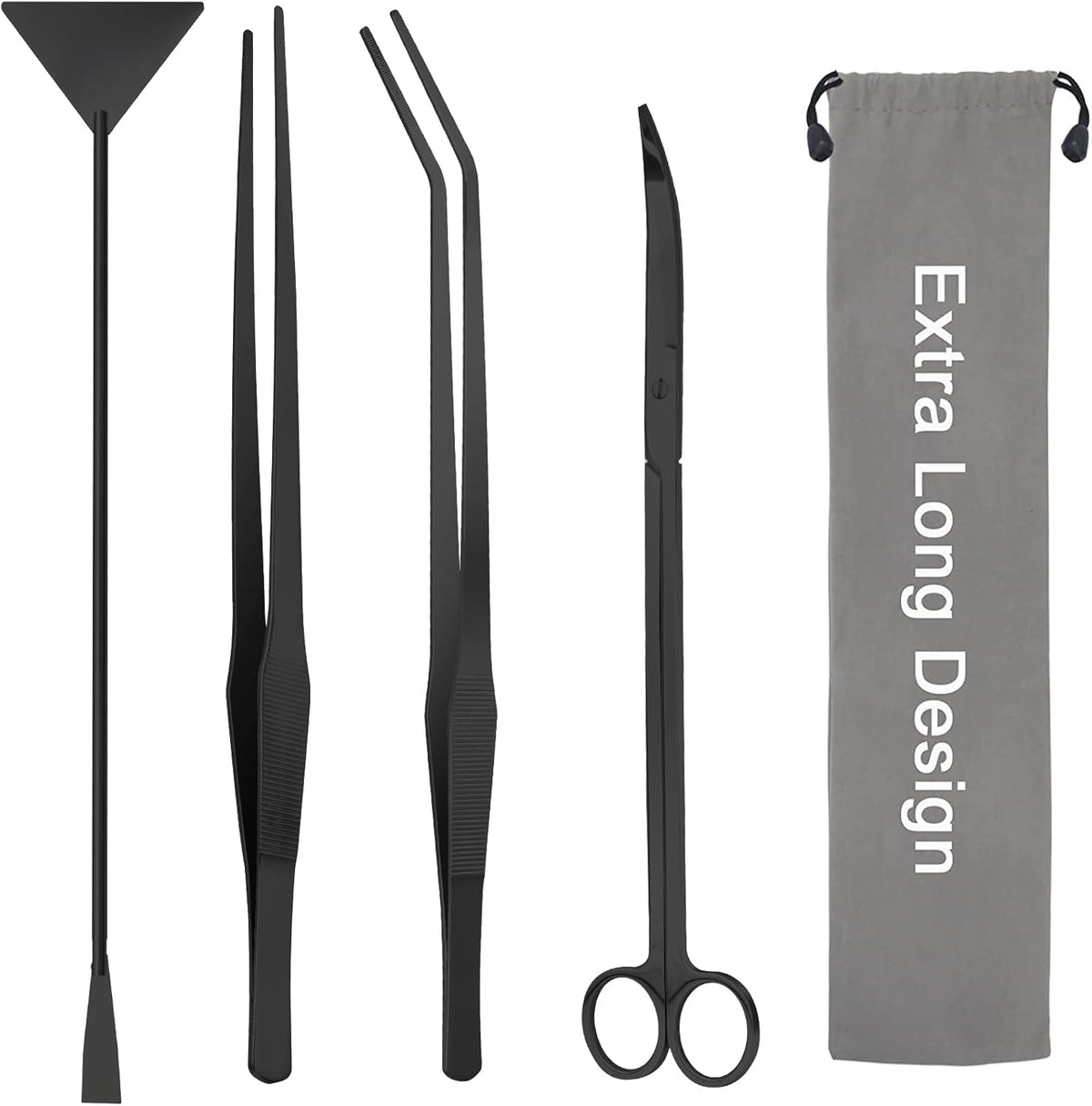 Aquarium Aquascape Tools Kit 15in, 4 in 1 Anti-Rust Aquatic Plant Aquascaping Tool Stainless Steel