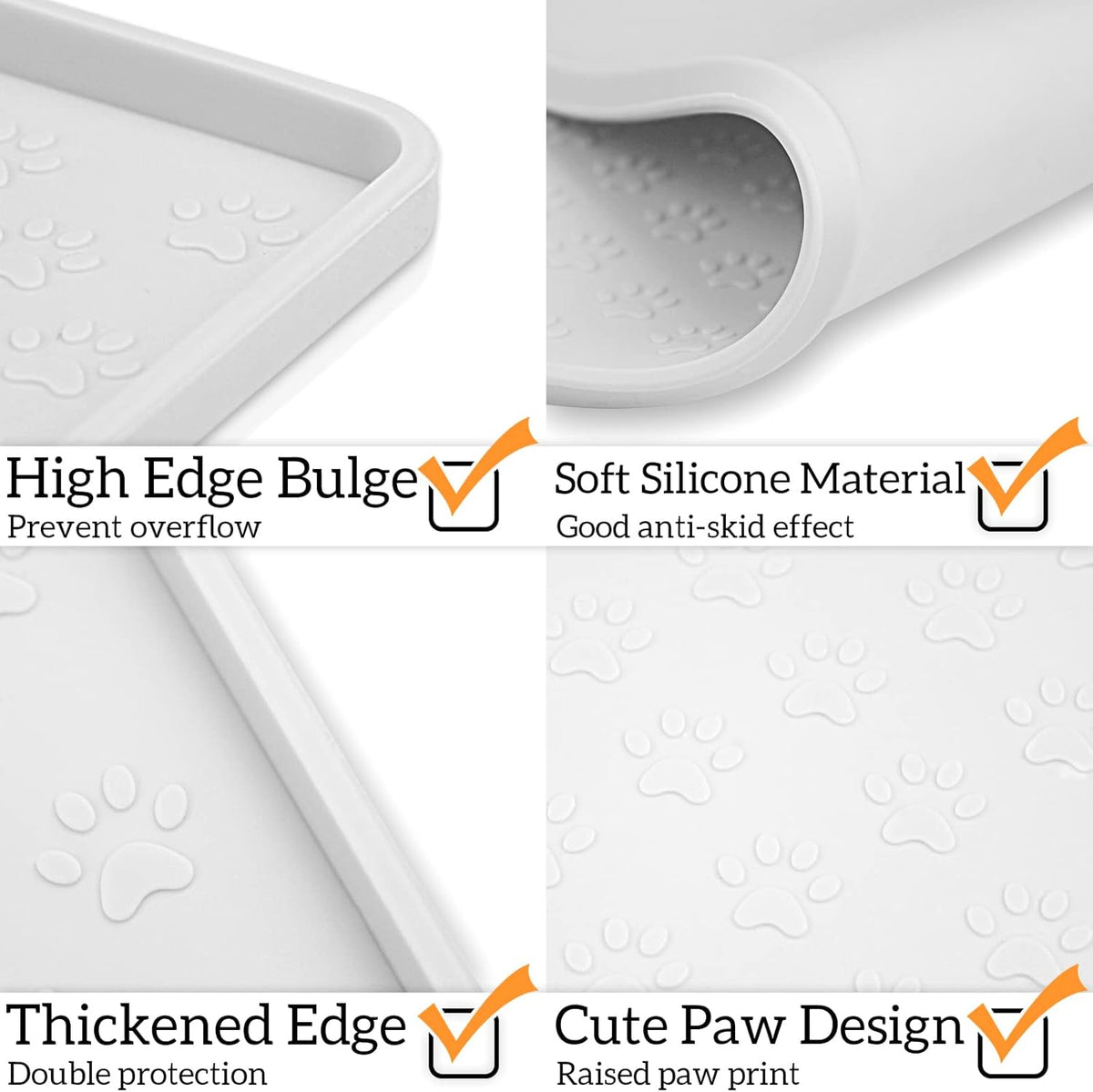 Ptlom Pet Placemat for Dog and Cat, Waterproof Silicone Pet Feeding Bowl Mats for Food and Water