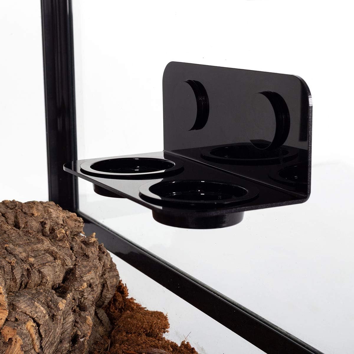 WACOOL Magnetic Reptile Ledge, Acrylic Gecko Feeding Ledge with 6PCS Cups, Reptile Food Water