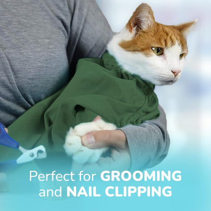 Cozy Comfort Carrier - Small Green Cat Carrier, Cat Holder for Cutting Nails, & Cat Carrier Pouch