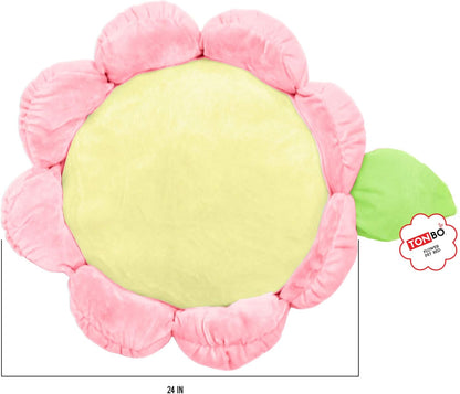 TONBO Soft Plush Small Cute and Cozy Pastel Pink Flower Dog Cat Bed, Washer and Dryer Friendly