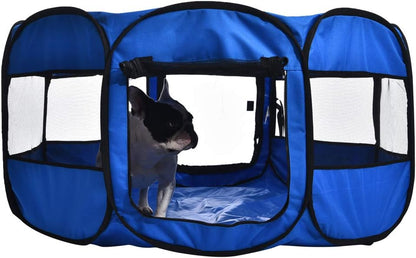 Amazon Basics Foldable Octagonal Indoor and Outdoor Portable Soft Dog Pen/Puppy Pen/Playpen, 114 cm