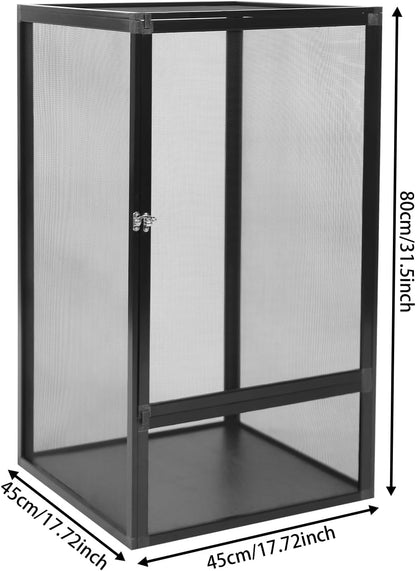Reptile Pet Feeding Net Box, 17.7"x17.7"x31.5" Micro Habitat Terrarium Enclosure for Small Tree