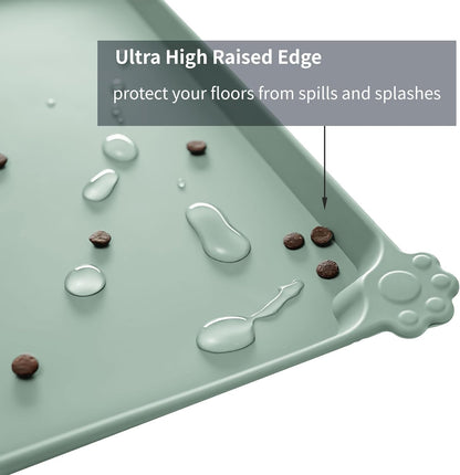 Waterproof Pet Feeding Mat with High Raised Edges, Heavier and Thicker Placemats for Cat Dog Water
