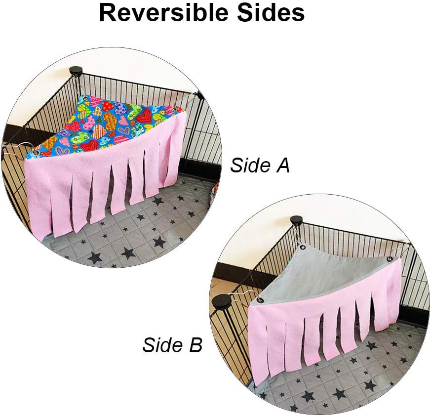 RIOUSSI Guinea Pig Hideout Hideaway Corner Fleece Toys Cage Accessories with Reversible Sides