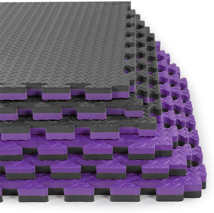 Xspec 1" Extra Thick 48 sq ft Reversible EVA Gym Foam Floor Mat Tiles (24" x 24"), Steel Pattern