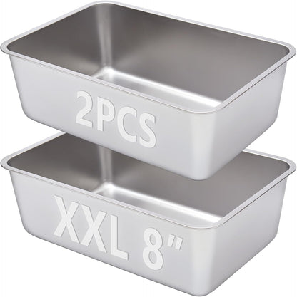 2 Pack Stainless Steel Litter Box-XXL Metal Litter Box for Big Cats 8IN Deep, Cat LitterBox-Pet