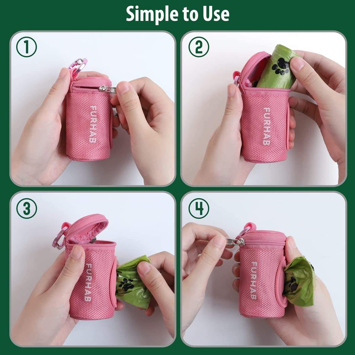 Dog Poop Bag Holder for Leash Doggie Waste Bag Dispenser Soft Fabric Puppy Potty Carrier Small