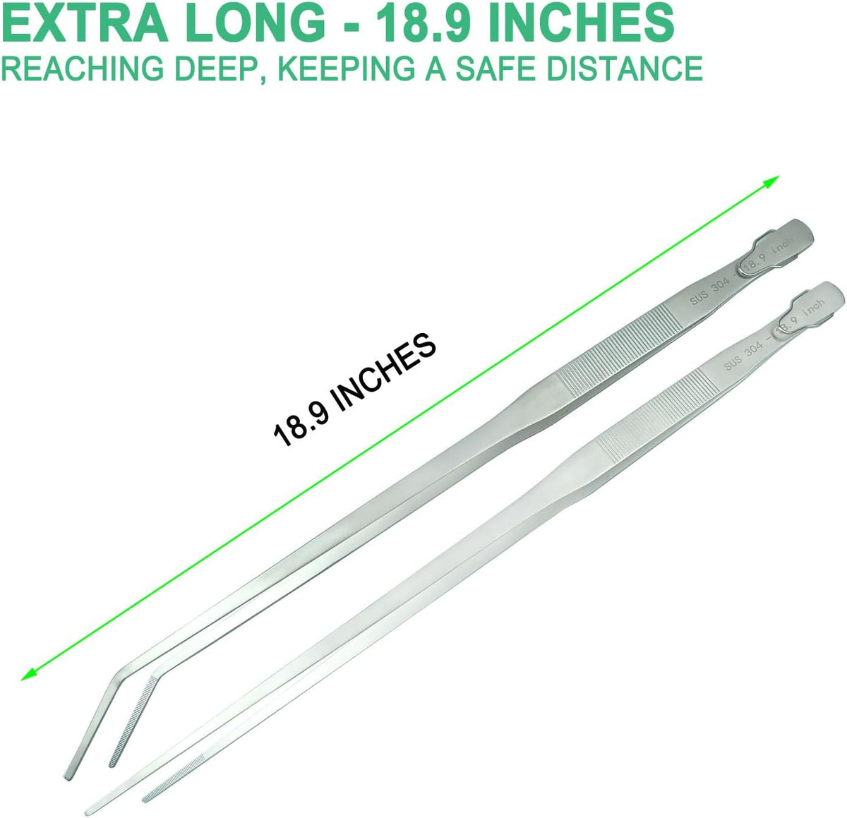 2pcs 18.9 inch Aquarium Tweezers with Hanger, 2025 New Extra Long Feeding Tongs, Stainless Steel