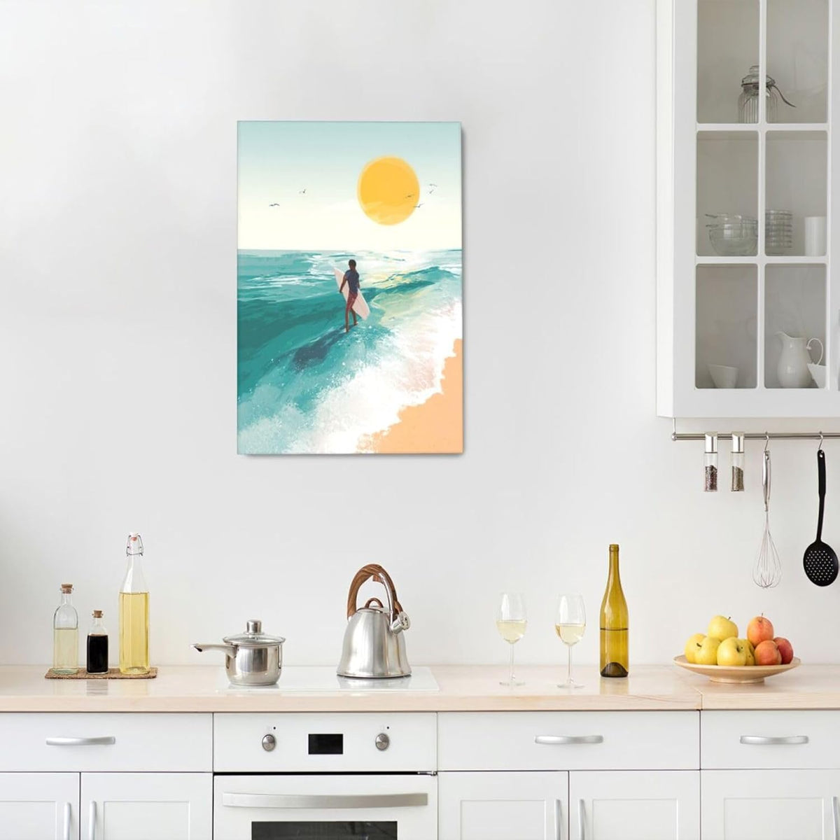 Beach Surfing Wall Art Ocean Coastal Wave Canvas Wall Decor Summer Nature Seascape Pictures