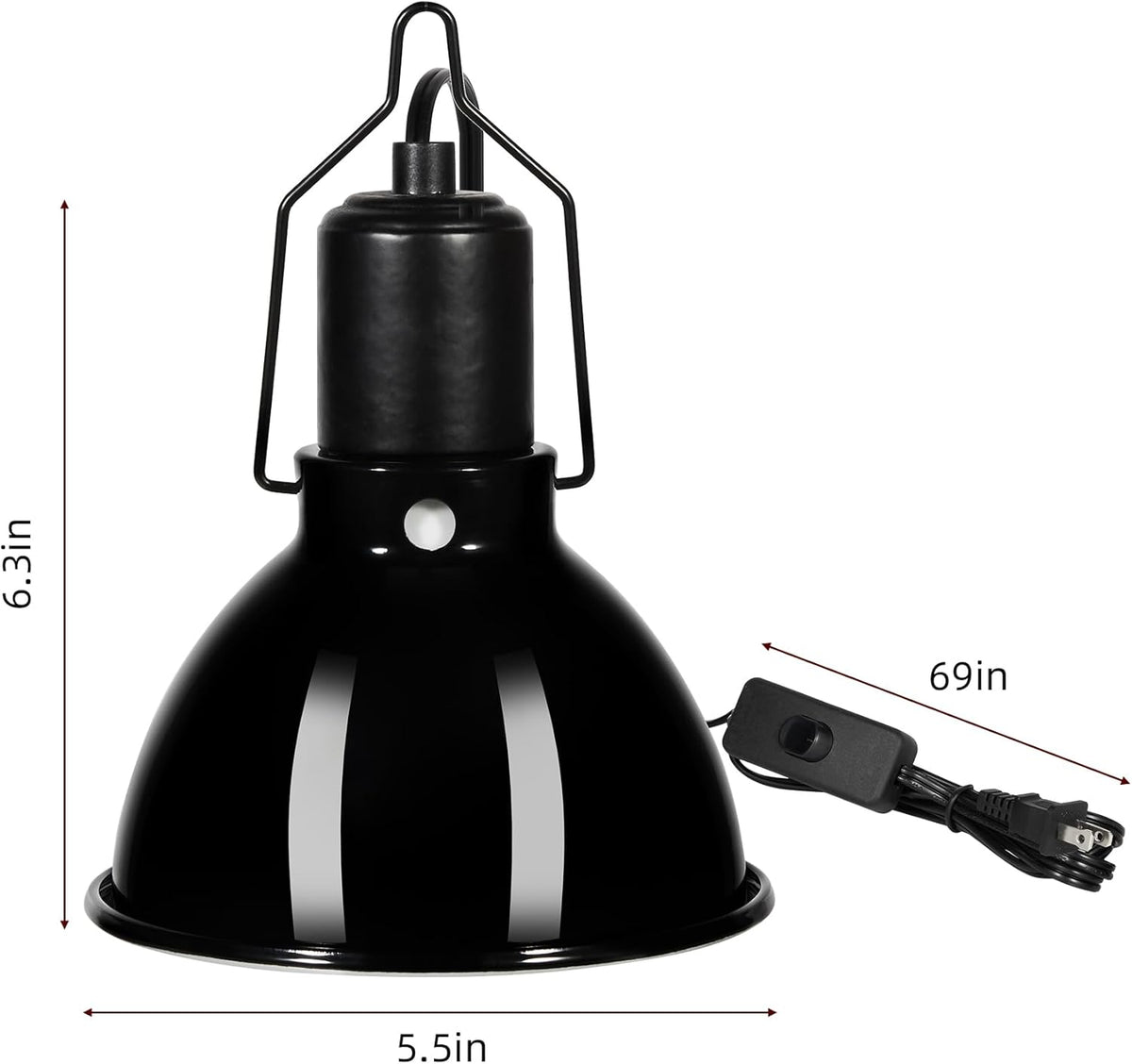 5.5 inch Dome Reptile Light Fixture Reptile Heat Lamp UVB Light Fixture for Bearded Dragon, Lizard