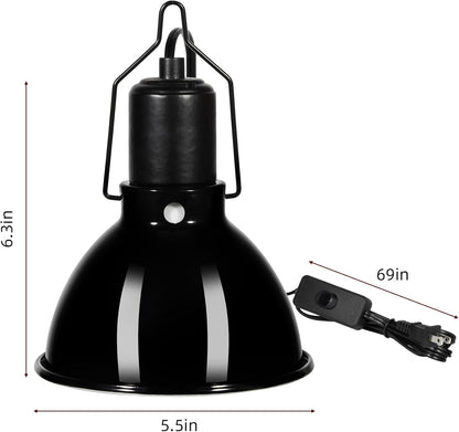 5.5 inch Dome Reptile Light Fixture Reptile Heat Lamp UVB Light Fixture for Bearded Dragon, Lizard
