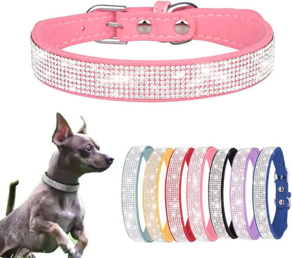 XXS Dog Collar with Rhinestones, Glitter Diamond Fancy Crystal Pretty Jewel Pet Bling Puppy Collars
