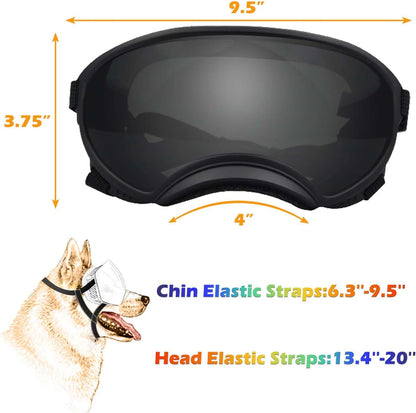 Medium Dog Sunglasses with Adjustable Strap UV Protection, Winproof Dog Puppy Sunglasses, Suitable