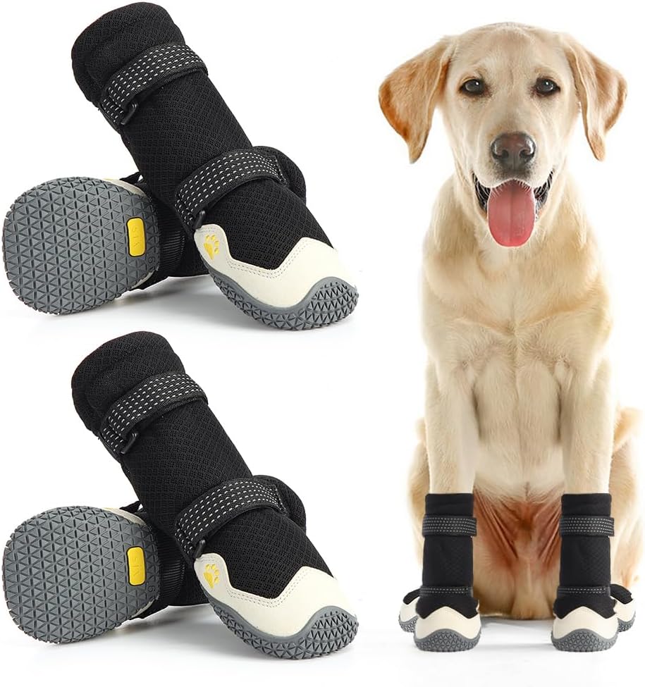 Dog Shoes for Hot Pavement Anti-Slip Dog Boots Waterproof Dog Shoes for Small to Large Dogs with
