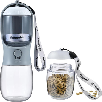 Dog Water Bottle with Food Container, Travel Puppy Water Bowl, Portable Pet Dispenser, Dog Stuff