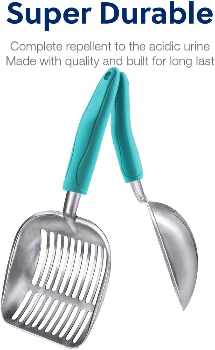WePet Cat Litter Scoop, Aluminum Alloy Sifter, Kitty Metal Scooper, Deep Shovel, Long Handle, Poop