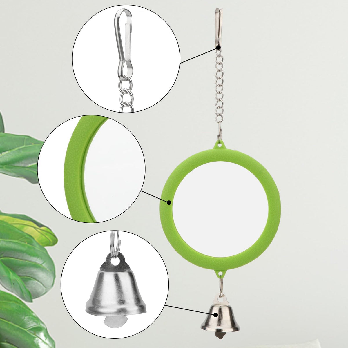 Hypeety Pet Bird Mirror with Bell Interactive Parrot Toy Bird Cage Mirror for Cockatiel Parakeets