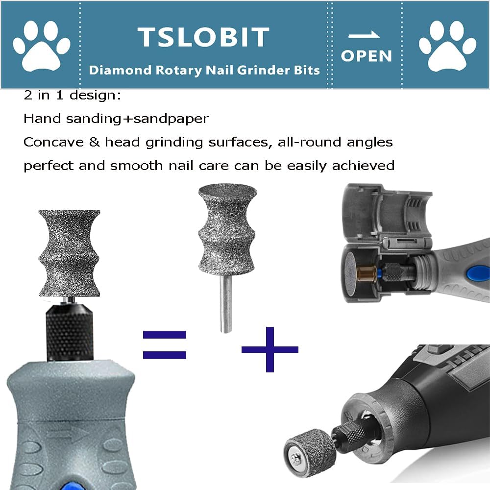 Diamond Dog Nail Grinder Attachment,1/8'' Pet Nail Grinder Wheel for Dremel Dog Nail Grinder