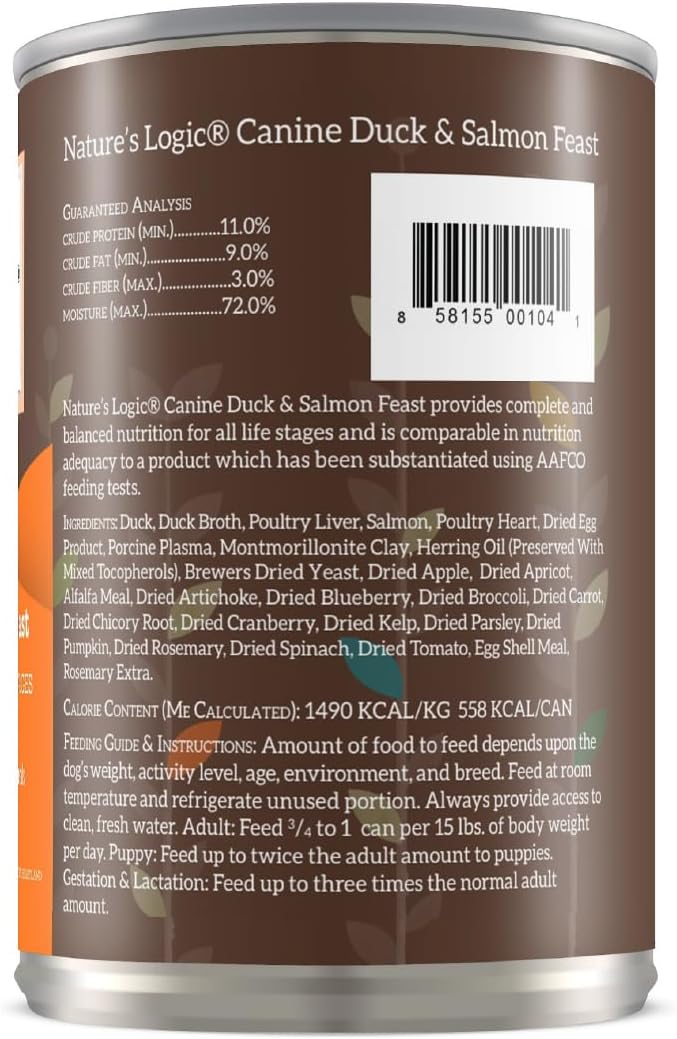 Nature's Logic Grain-Free Canned Dog Food - 95% Animal Proteins - 100% Natural Wet Dog Food Cans