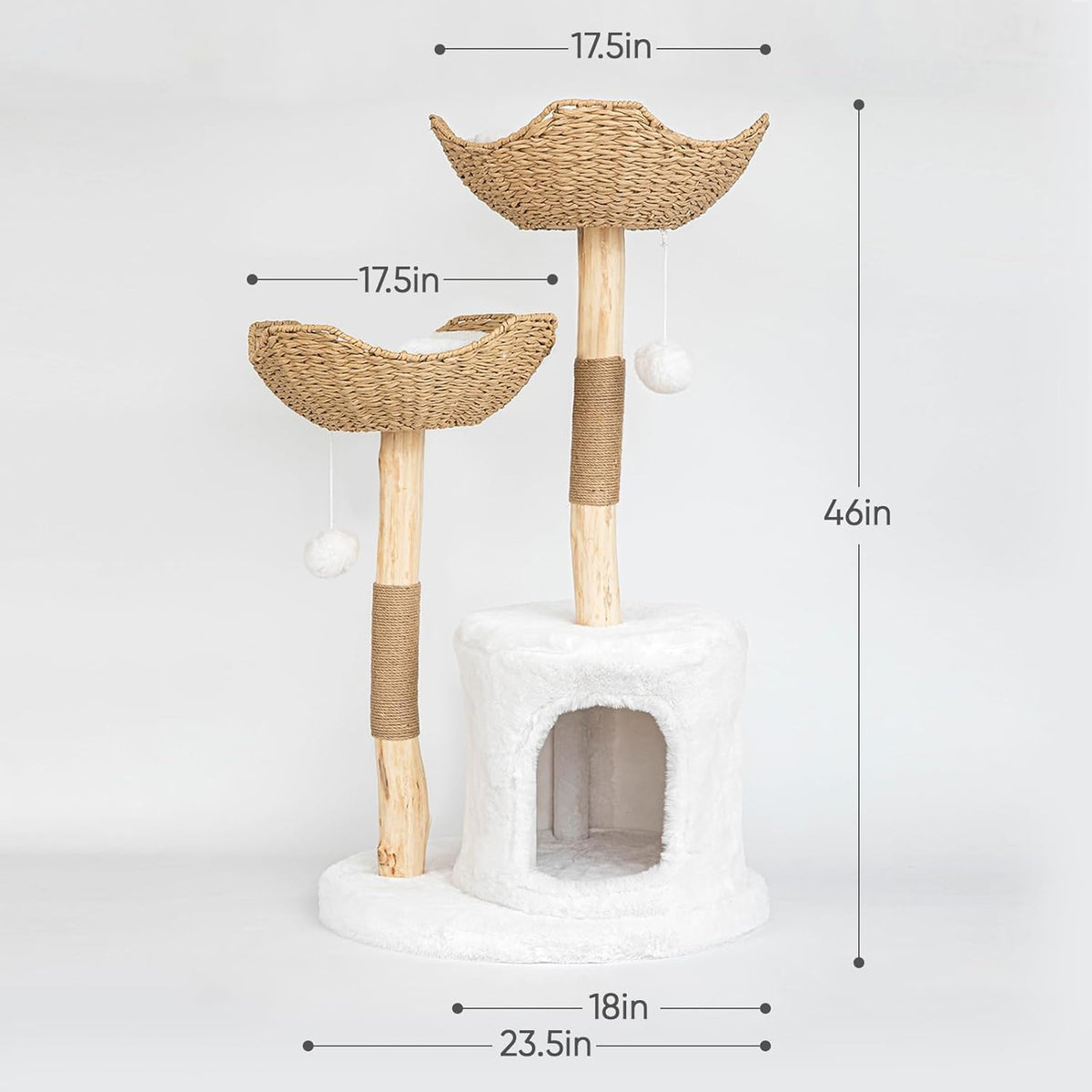 Cat Tree Tower, 46 inch Modern Cat Tree for Indoor Cats Large Adult, Luxury Cat Condo with