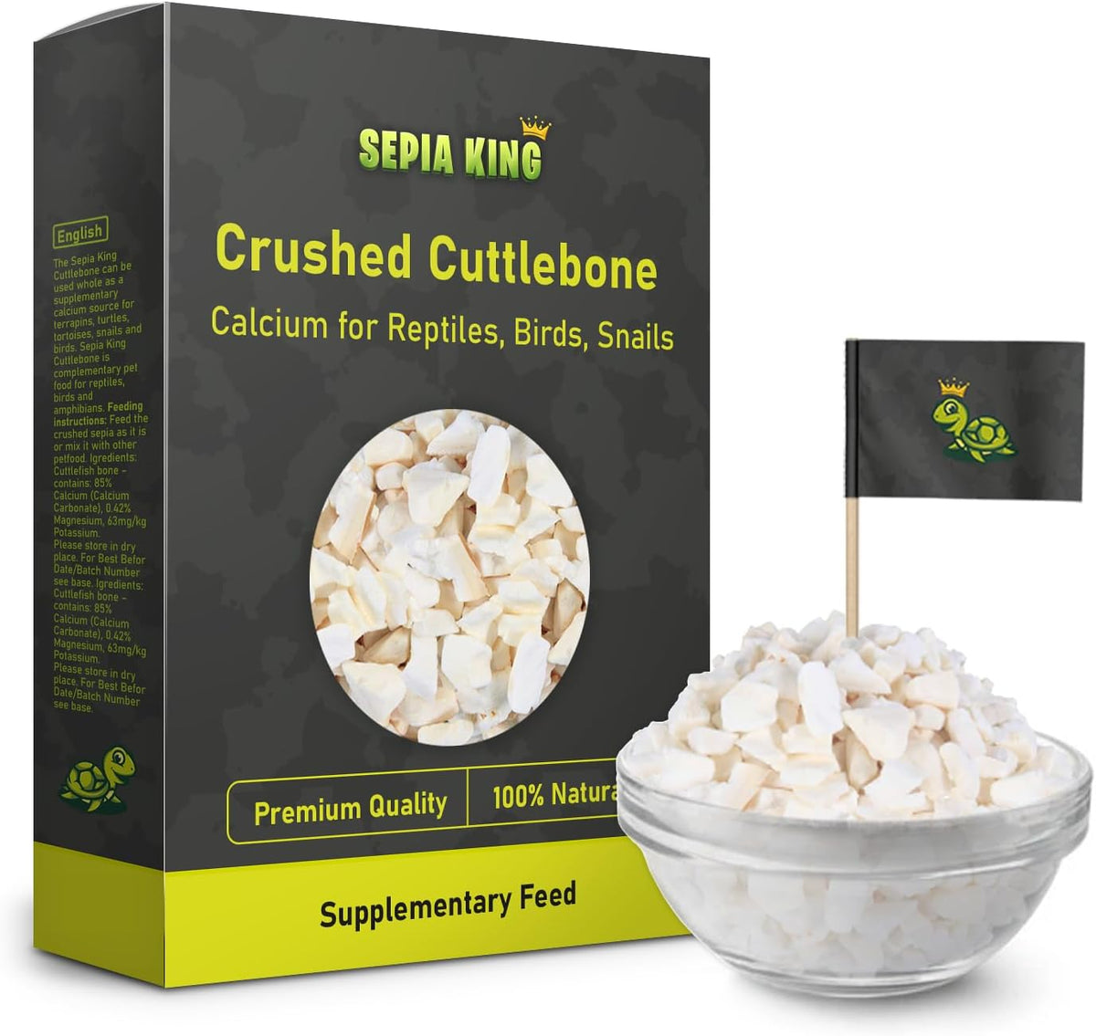 Crushed - 100% Natural Calcium Supplement - Premium Cuttlebone Perfect for Birds, Tortoises