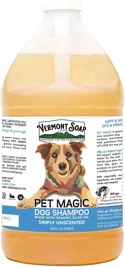 VERMONT SOAP Organics Pet Shampoo - Infused with Organic & Natural Olive Oil, Coconut & Aloe Vera