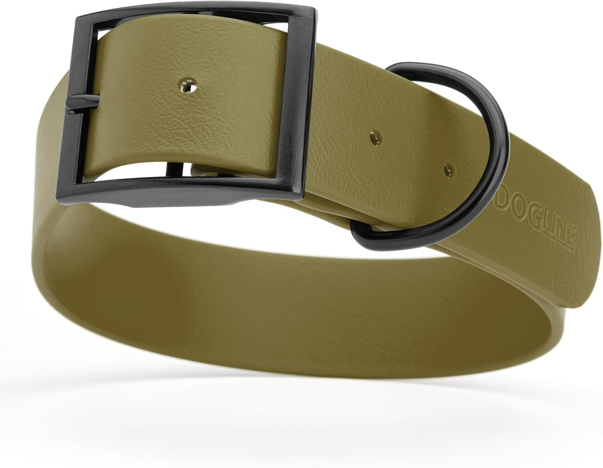 Dogline Biothane Waterproof Dog Collar Strong Coated Nylon Webbing with Black Hardware Odor- Proof