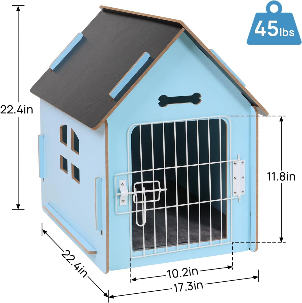 Dog House Indoor for Small Dogs or Cats, Cozy Wooden Design, Small Indoor Bed House, with Air Vents