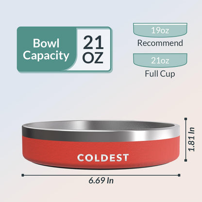 Coldest Dog Bowl - Anti Rust Metal, Non Slip, 3 Layers Insulated Stainless Steel Dog Bowls - Spill