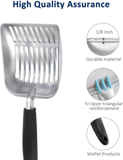 WePet Cat Litter Scoop, Aluminum Alloy Sifter, Kitty Metal Scooper, Deep Shovel, Long Handle, Poop