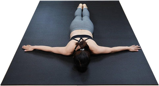 RevTime Extra Large Exercise Mat 7 x 5 feet (84" x 60" x 1/4") 6 mm Thick & High Density Mat for