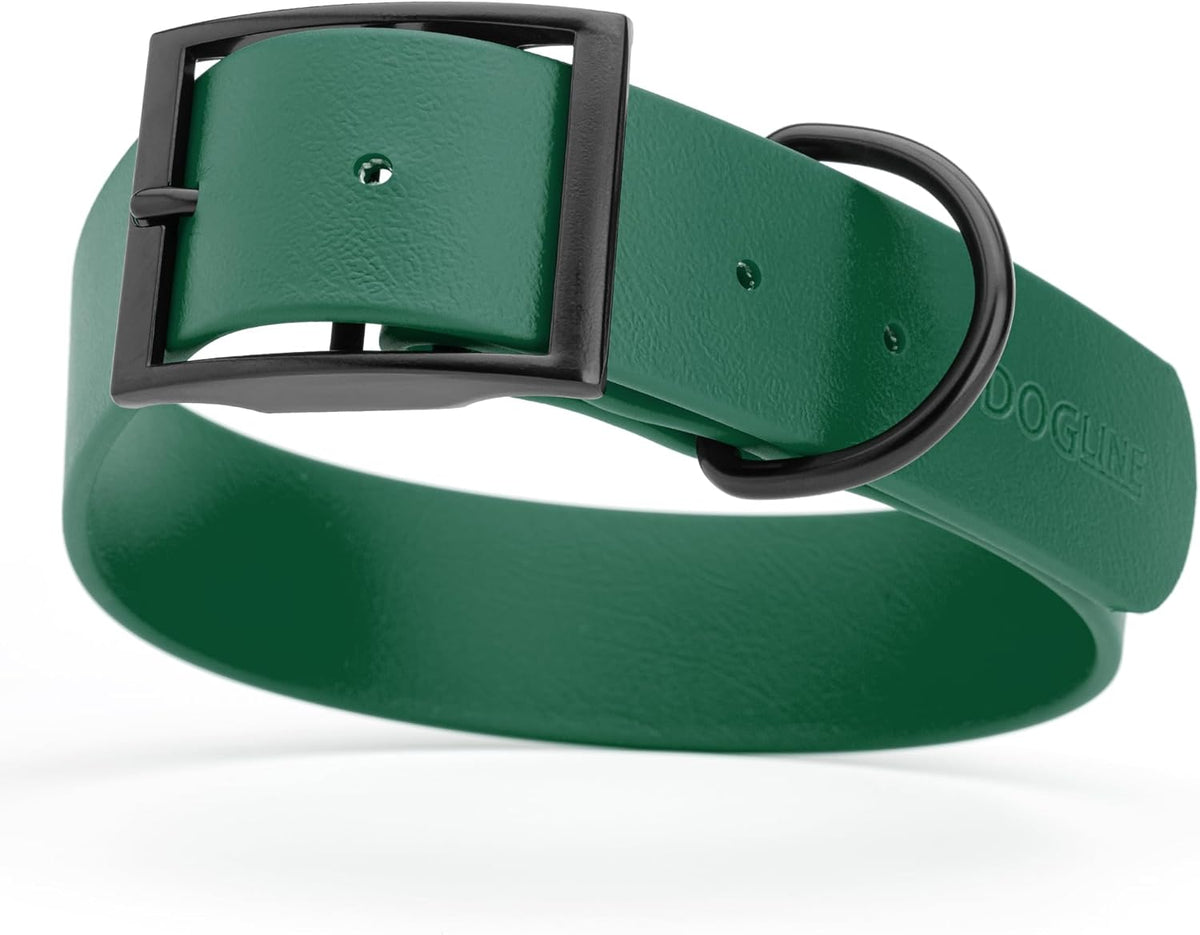 Dogline Biothane Waterproof Dog Collar Strong Coated Nylon Webbing with Black Hardware Odor- Proof