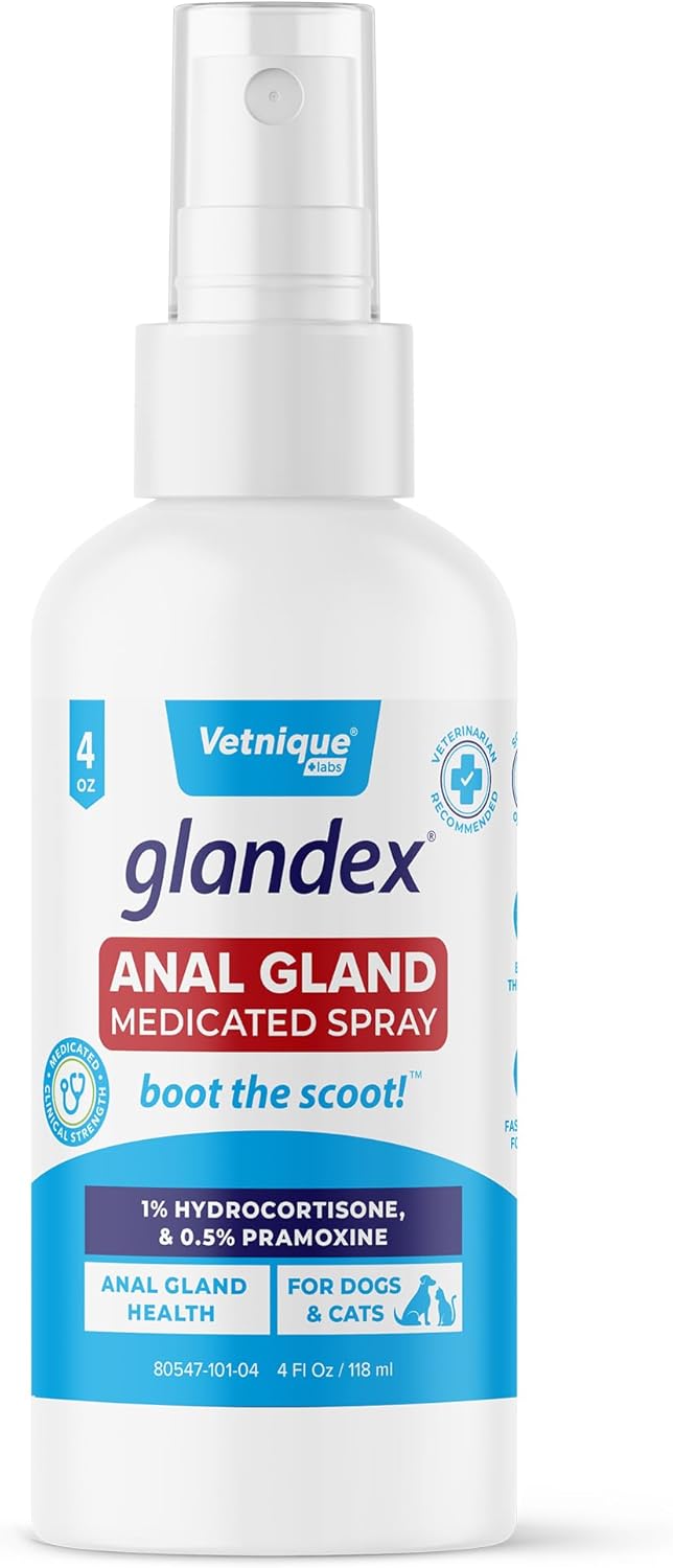Vetnique Glandex Medicated Dog Butt Wipes or Spray for Dog Scooting - Topical Anti Itch Skin Relief