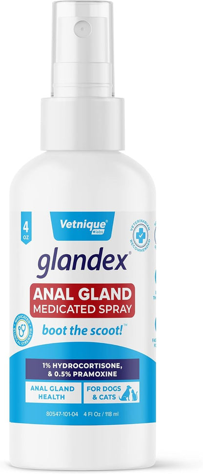 Vetnique Glandex Medicated Dog Butt Wipes or Spray for Dog Scooting - Topical Anti Itch Skin Relief