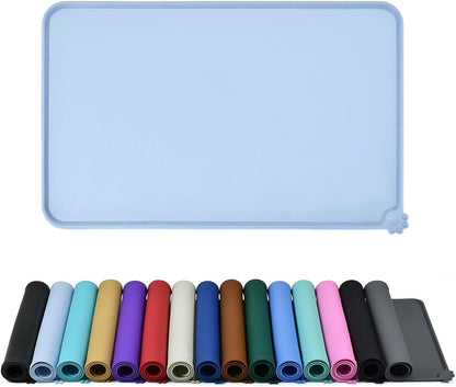 Waterproof Pet Feeding Mat with High Raised Edges, Heavier and Thicker Placemats for Cat Dog Water