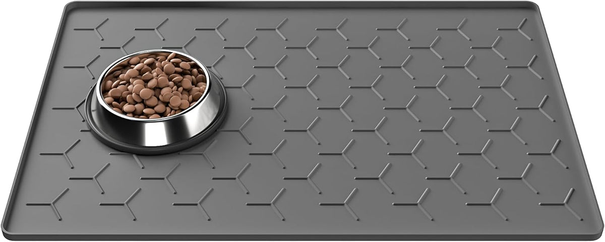 Pieviev Dog Cat Food Bowl Mat, Silicone Waterproof Food Grade Pet Food Mat for Floor, High Raised