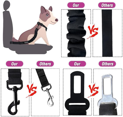 COOYOO Dog Seat Belt,3 Piece Set Retractable Dog Car Adjustable Seatbelts for Vehicle Nylon Pet