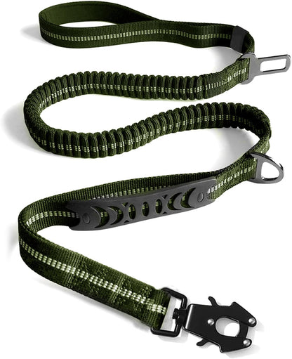 Heavy Duty Tactical Bungee Dog Leash, 4-6FT Shock Absorbing Tactical Dog Leash with 2 Padded